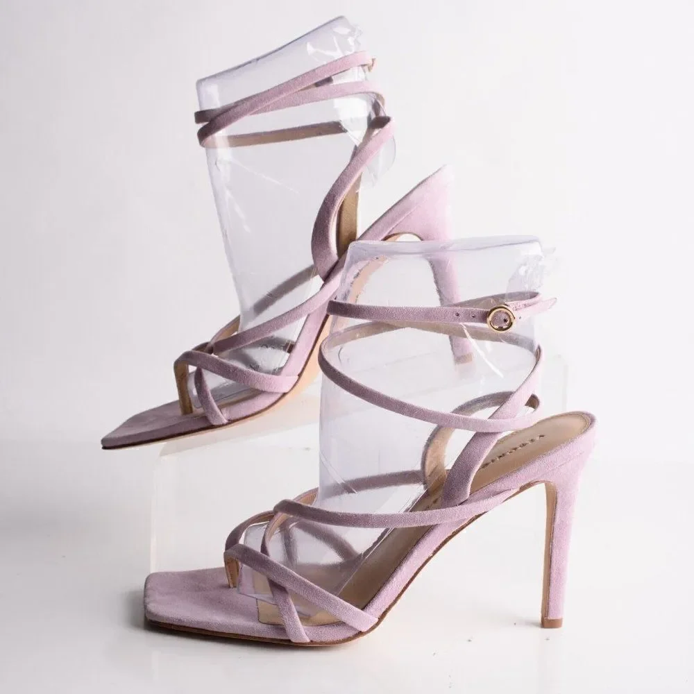 Veronica Beard Womens Abriella Strappy Suede Sandals Heels Lavendar EU 39 US 9 - Picture 5 of 9